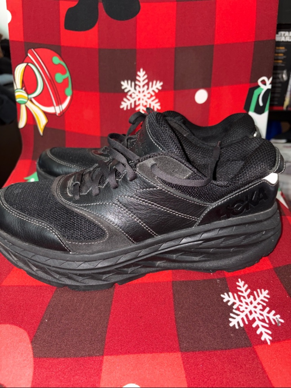 Hoka One Bondi L Men’s Size 11 Black Leather/mesh 1110538 BRVN Running Shoes
